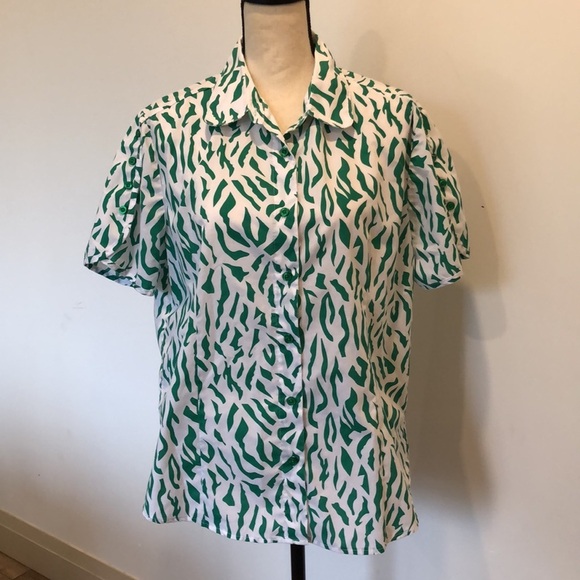 VTG American sweetheart too green and white print size L - Picture 1 of 10
